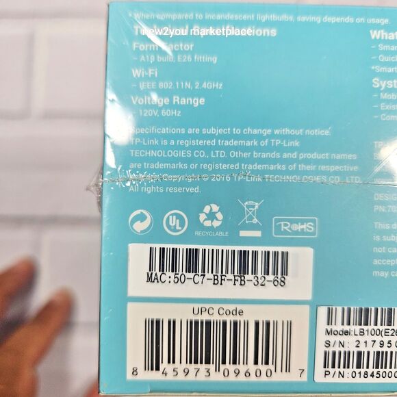 tp-link Smart Wi-Fi LED Dimmable Soft White 50W Light Bulb LB110 New Sealed - Picture 5 of 6